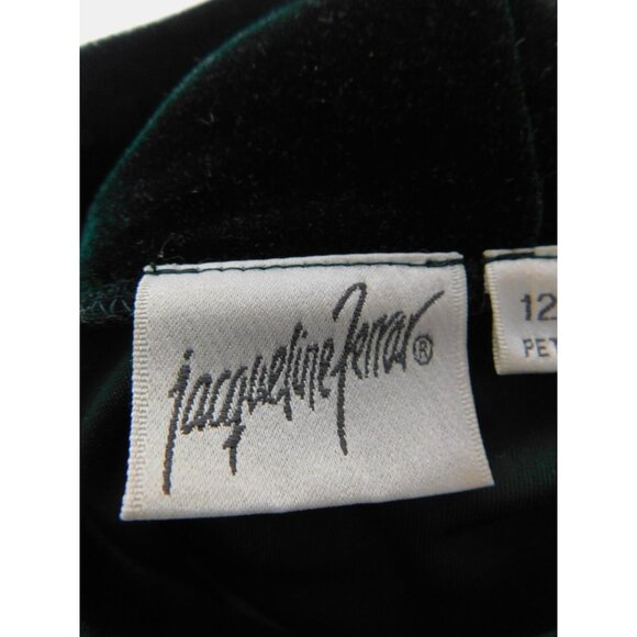 Vintage Jacqueline Ferrar Emerald Velvet Dress 12P - 90s Mock Neck - Excellent - Picture 7 of 10